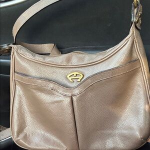 Etienne Aigna tan Leather Shoulder Bag